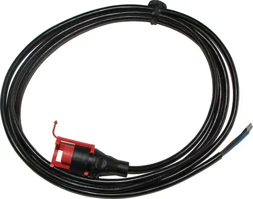 Schwarzes Signalkabel mit rotem Steckeranschluss, geeignet für die Magna-Pumpe, produziert von Wolf. Kabel zur Verbindung von Geräten in Heizungsanlagen.